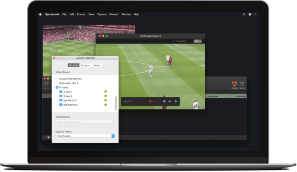 Screenshot of multi-camera capture in Sportscode